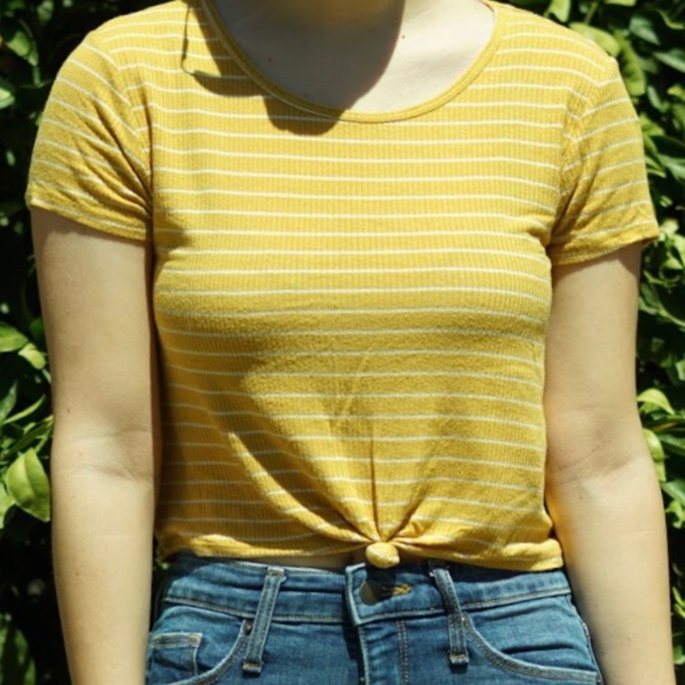 yellow and white striped shirt